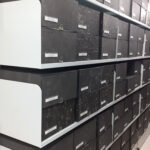 Plenty of file containers of the Günter Straschek Archive