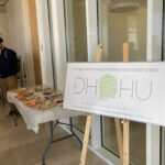 Buffet and entrance sign of the Center of Digital Humanities at Hebrew University